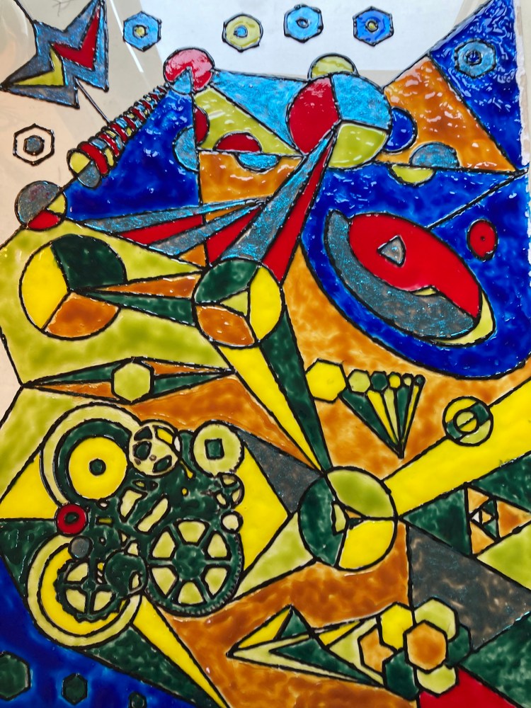 geo ma-china, art, terry poulos, universe, geometry, hyperbolic geometry, physics, theoretical physics, machine, technology, polymath, painting